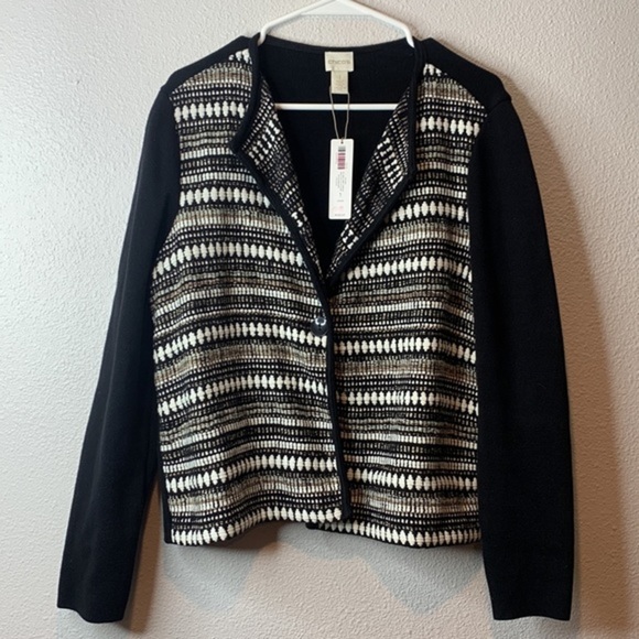 Chico’s Textured Striped Cardigan sz 1 - Picture 2 of 7